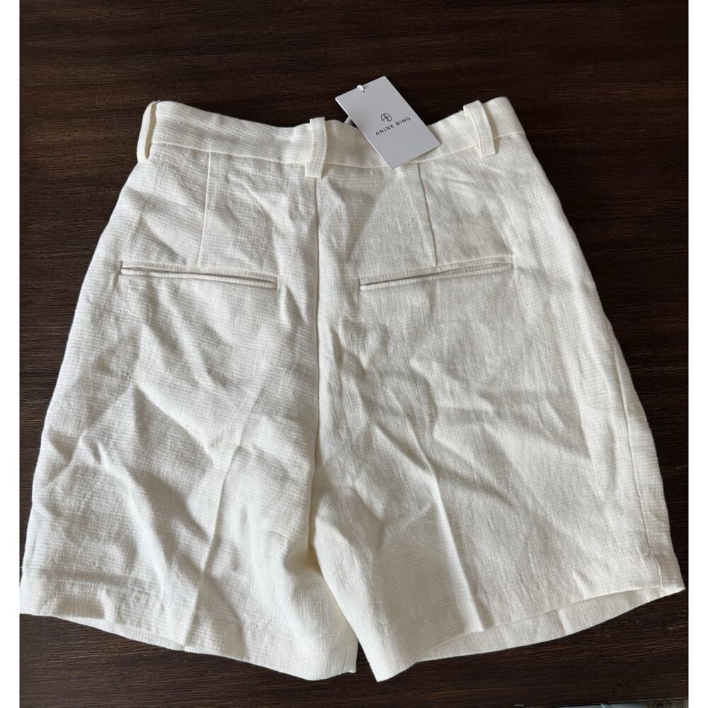 Anine Bing Carrie Pleated Linen Shorts Womens XS Off-White NWT - Picture 2 of 13